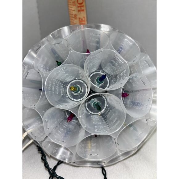 Christmas Light Ball Multi Color Bulbs Plastic Medicine Cups 9" Dia Handmade - Picture 5 of 7